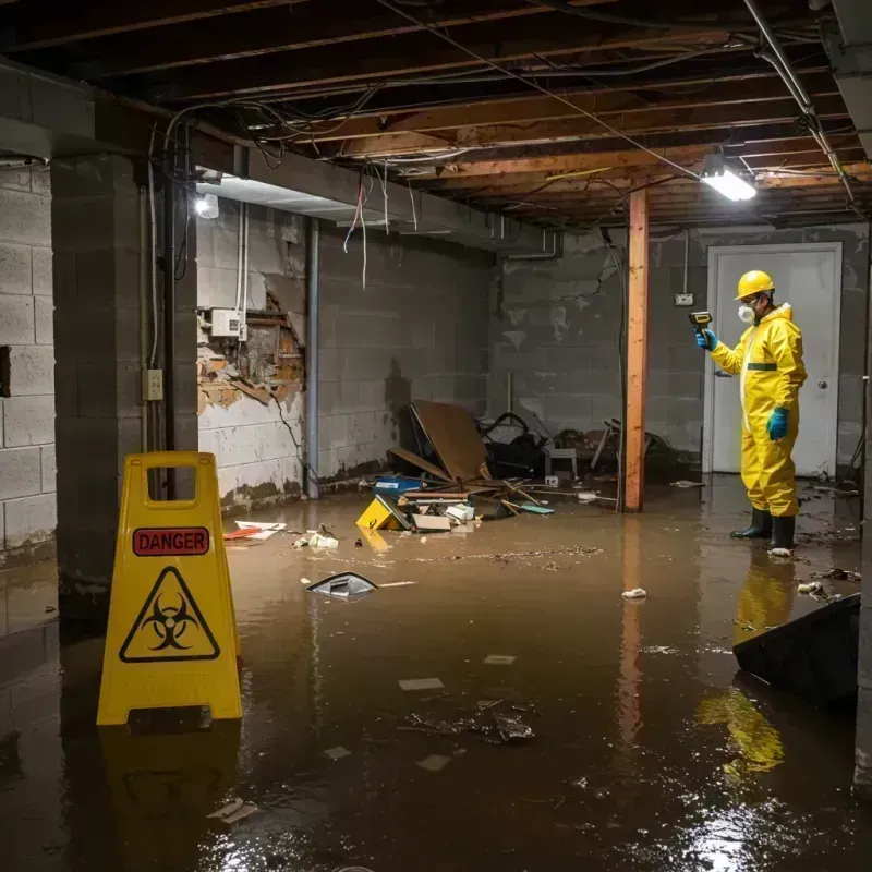 Flooded Basement Electrical Hazard in Benld, IL Property